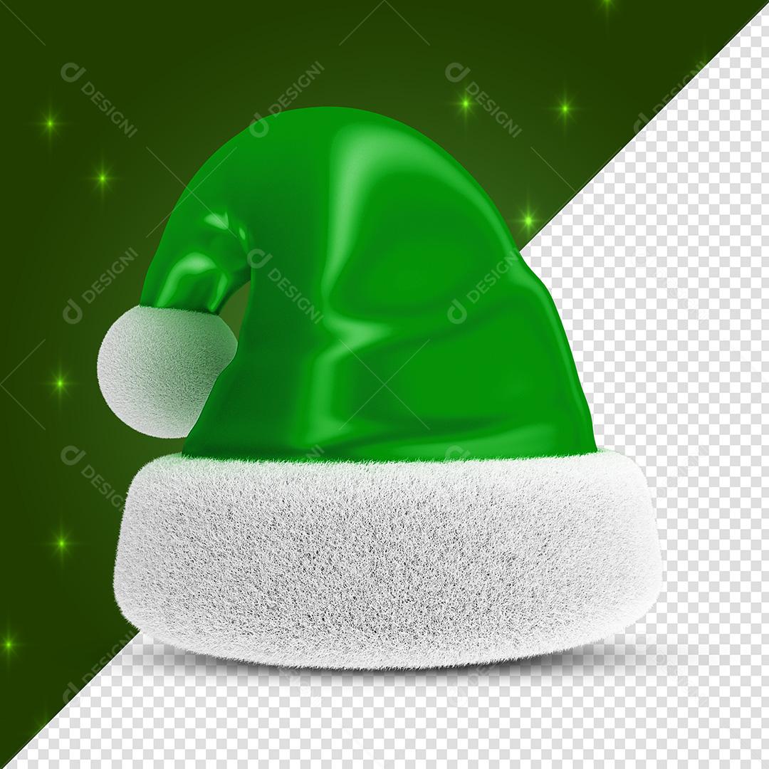 Elemento 3D Para Composição Natal Gorro Verde Papai Noel PSD