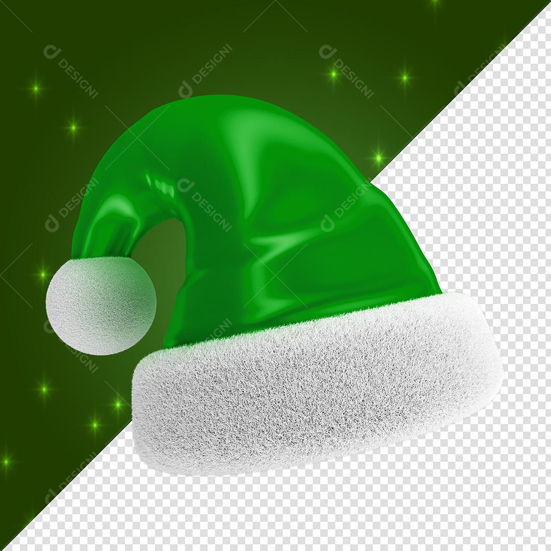 Elemento 3D Para Composição Natal Gorro Verde Papai Noel PSD