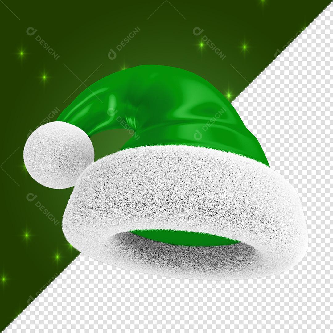 Elemento 3D Para Composição Natal Gorro Verde Papai Noel PSD