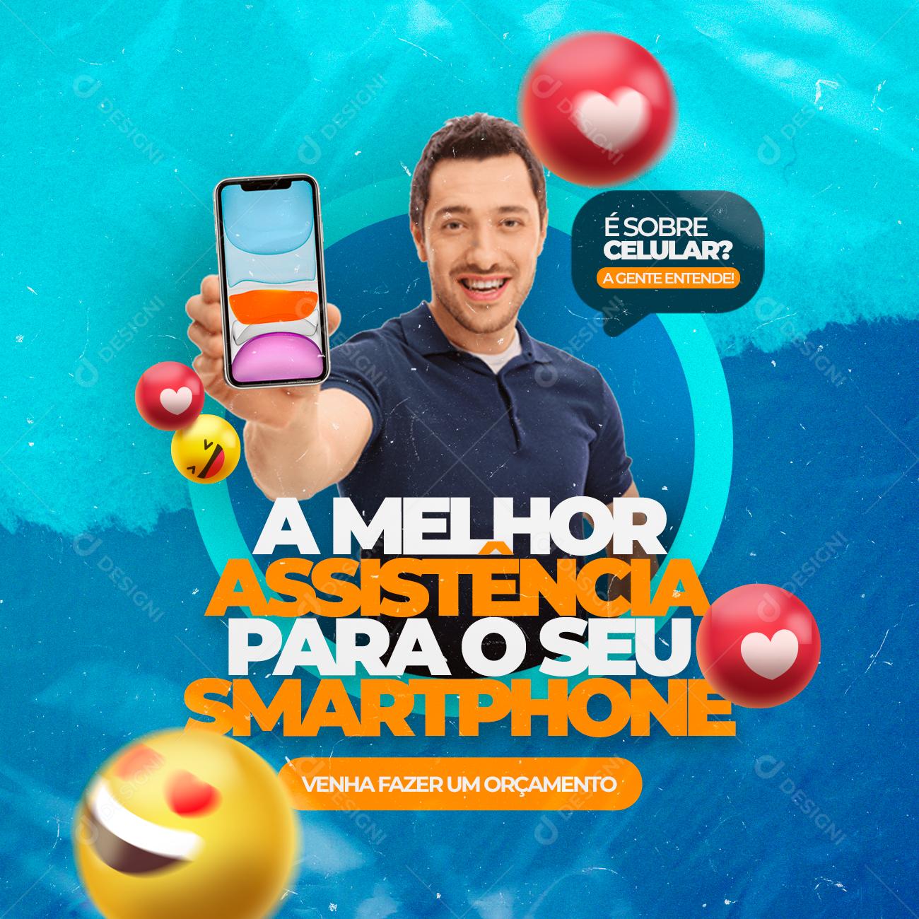 A Melhor Assistência Para Seu Telefone Social Media PSD Editável