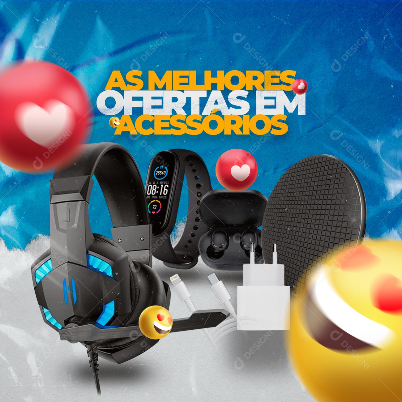 As Melhores Ofertas em Acessórios Fone Relógio Social Media PSD Editável