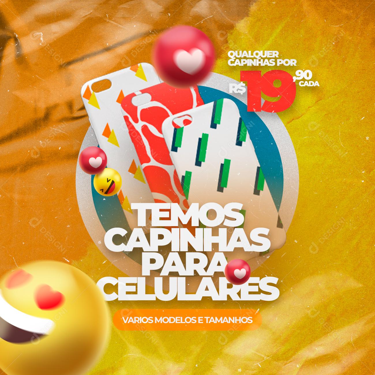 Temos Capinhas Para Celulares Por 19,90 Social Media PSD Editável