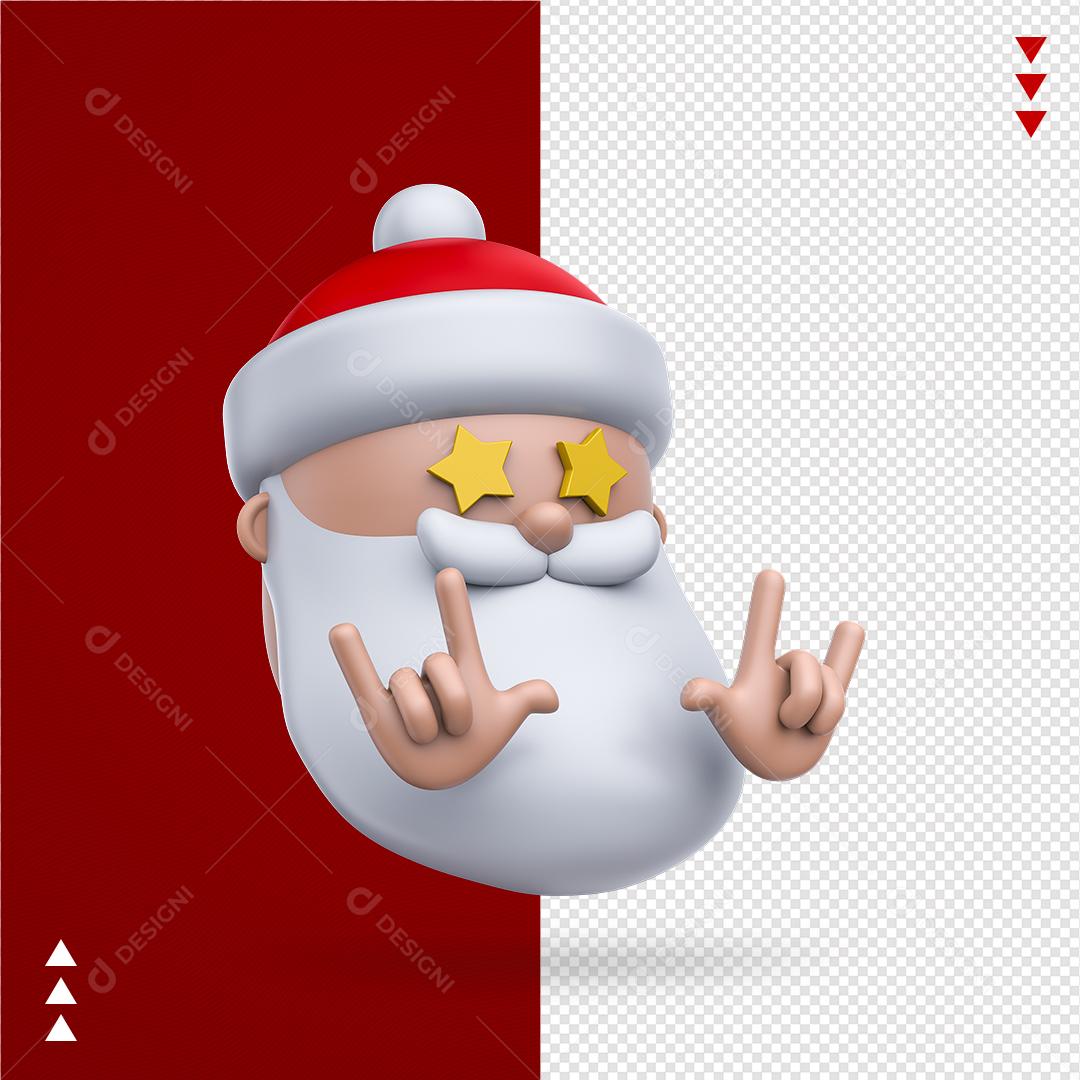 Elemento 3D PNG Para Composição Papai Noel Com Mão De Rock