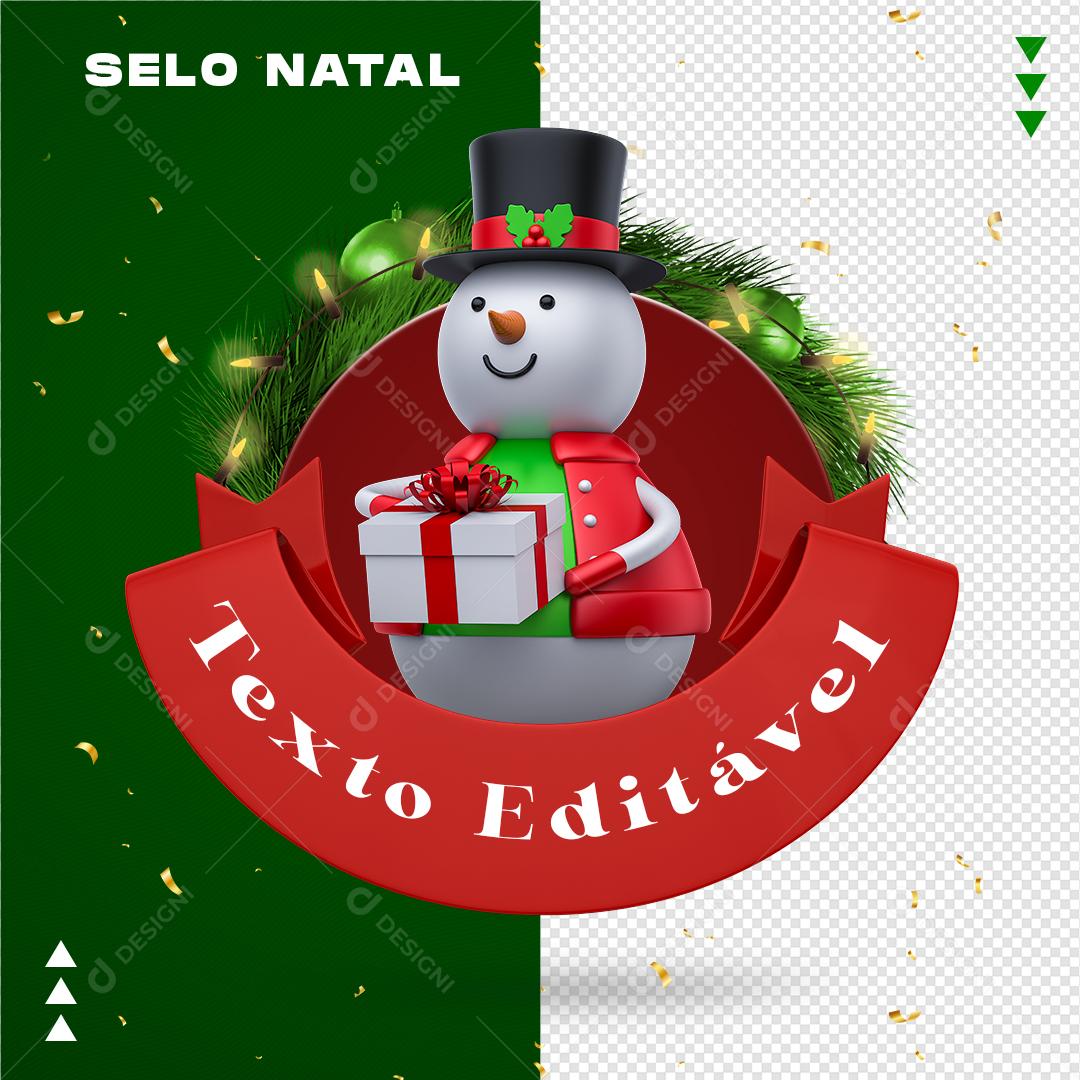 Selo 3D Papai Noel Natal Com Pisca Pisca Boneco De Neve PSD Editável