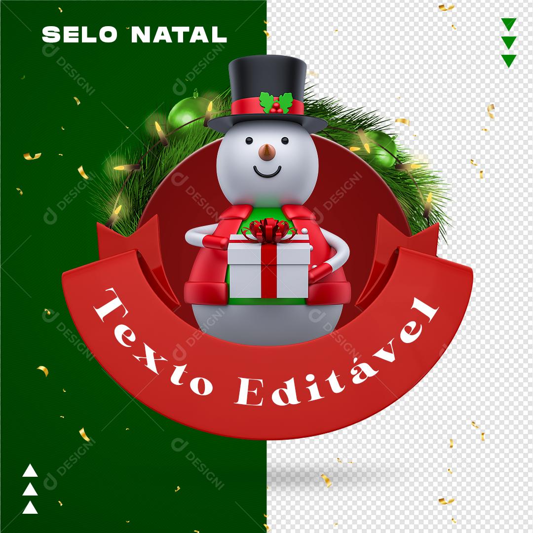 Selo 3D Papai Noel Natal Com Pisca Pisca Boneco De Neve PSD Editável