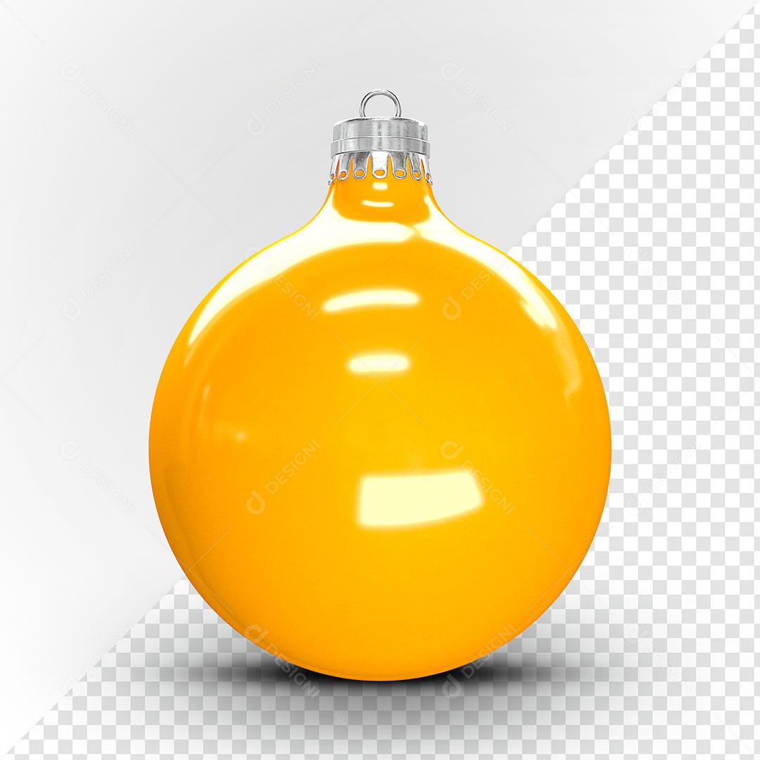 Bola Amarela Elemento Natalino 3D Para Composição PSD