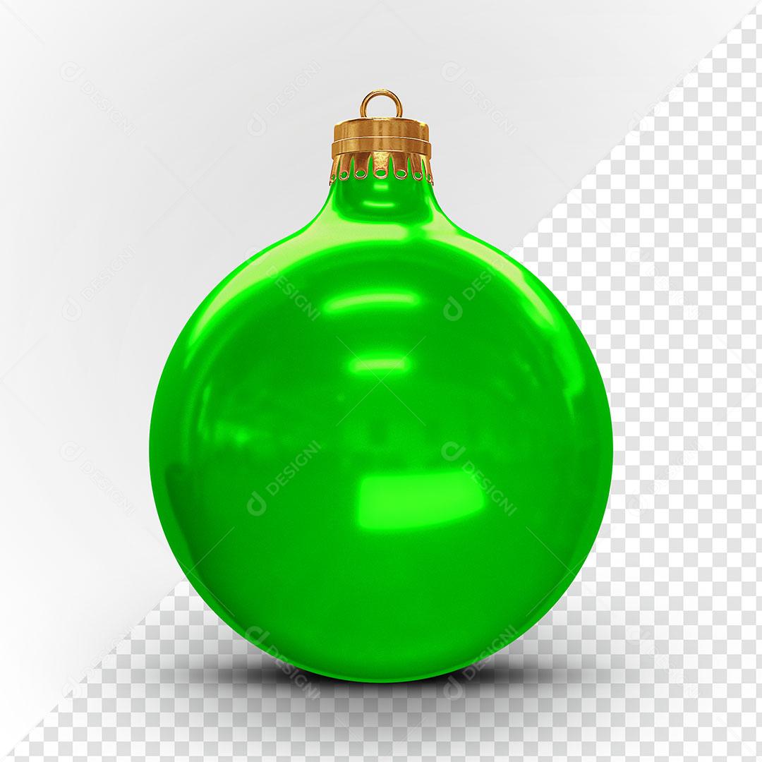 Bola de Natal Verde Elemento Natalino 3D Para Composição PSD