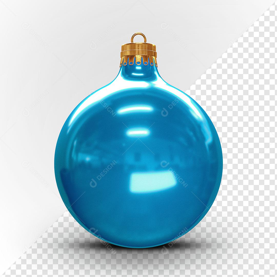 Bola de Natal Azul Elemento Natalino 3D Para Composição PSD