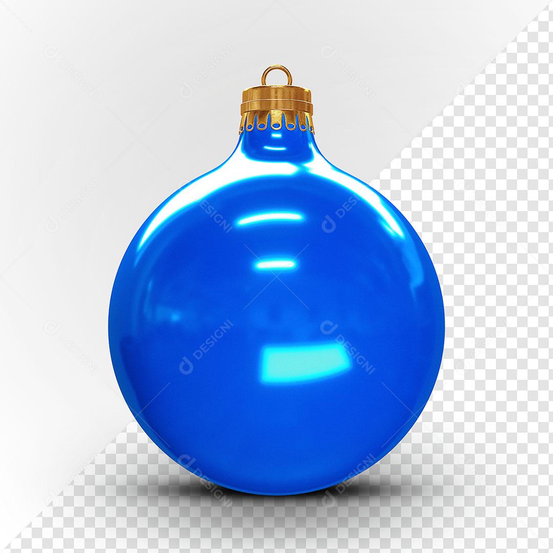 Bola de Natal Azul Elemento Natalino 3D Para Composição PSD