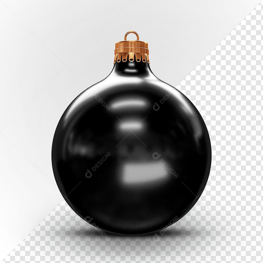 Bola de Natal Preta Elemento Natalino 3D Para Composição PSD