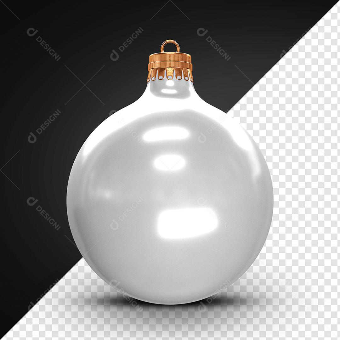 Bola de Natal Branca Elemento Natalino 3D Para Composição PSD