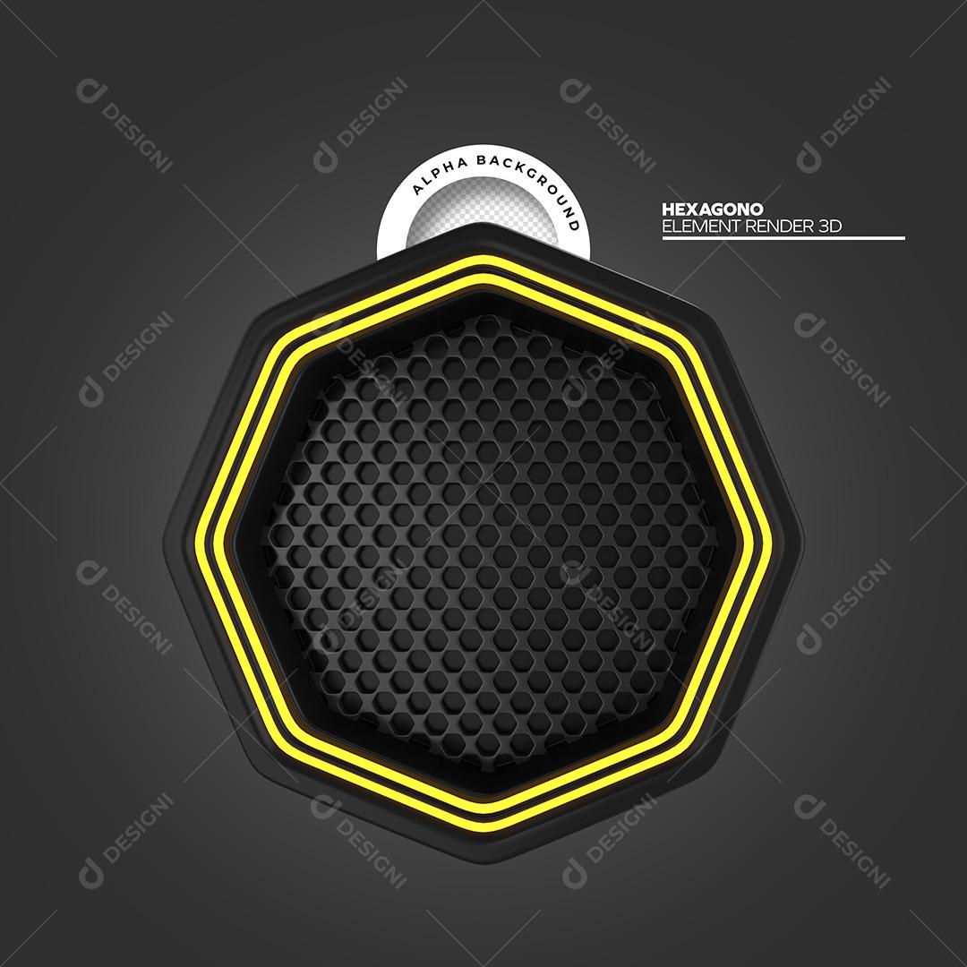 Elemento 3D para Composição Base Hexagonau PNG Transparente Sem Fundo