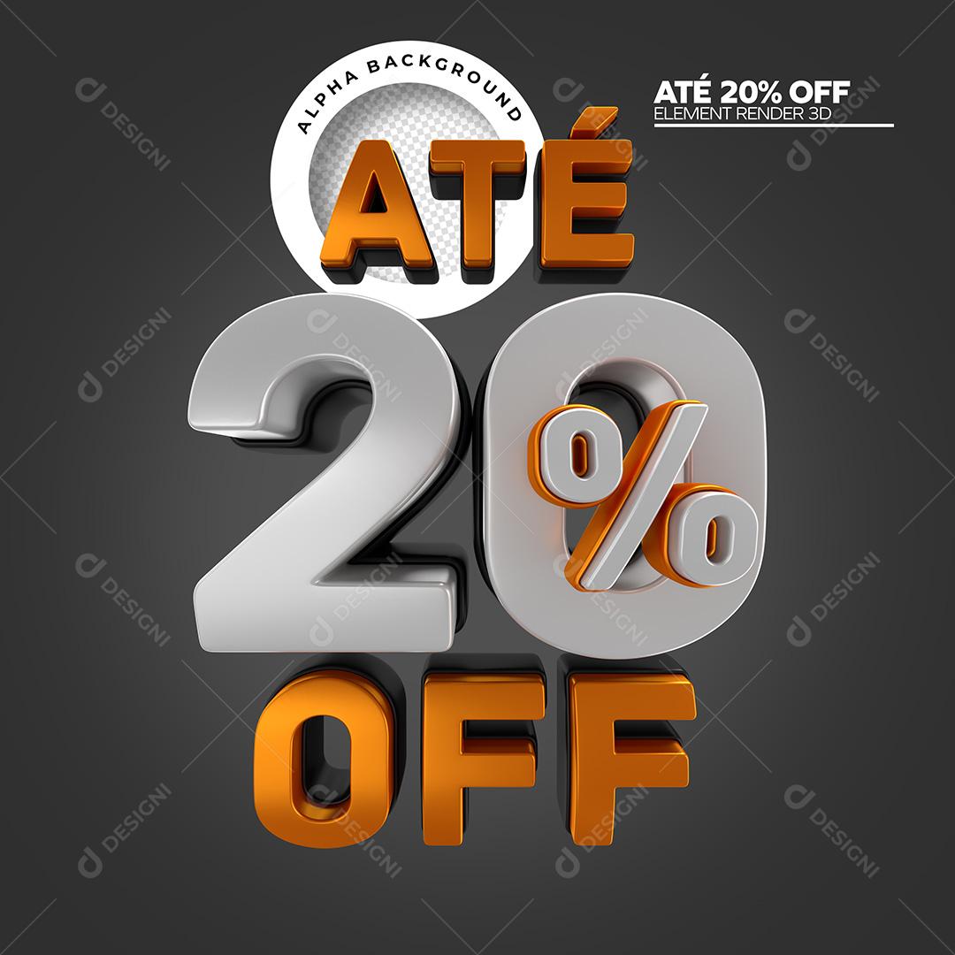 Elemento 3D Para Composição Até 20% Off PNG Transparente Sem Fundo