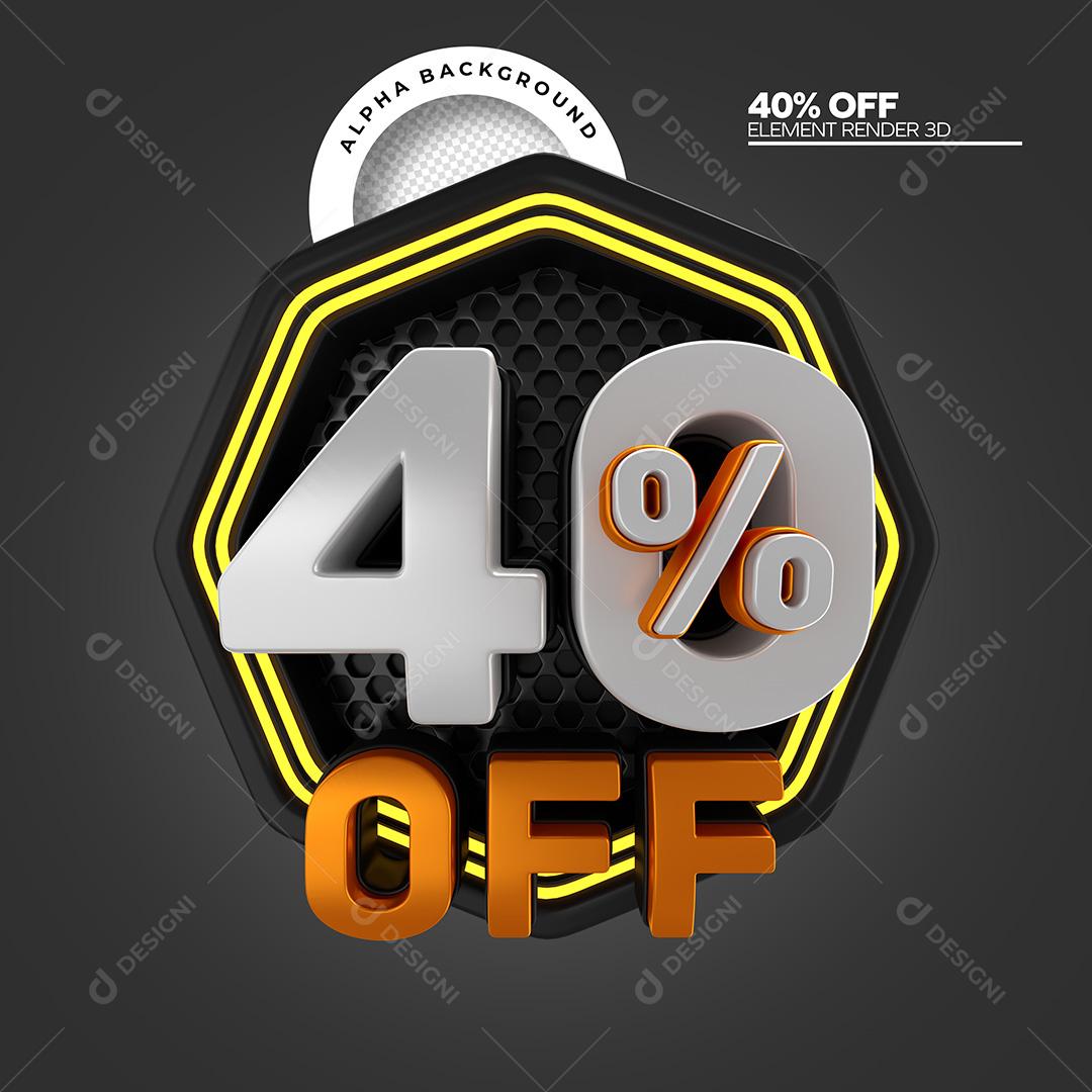 Elemento 3D Para Composição 40% Off PNG Transparente Sem Fundo