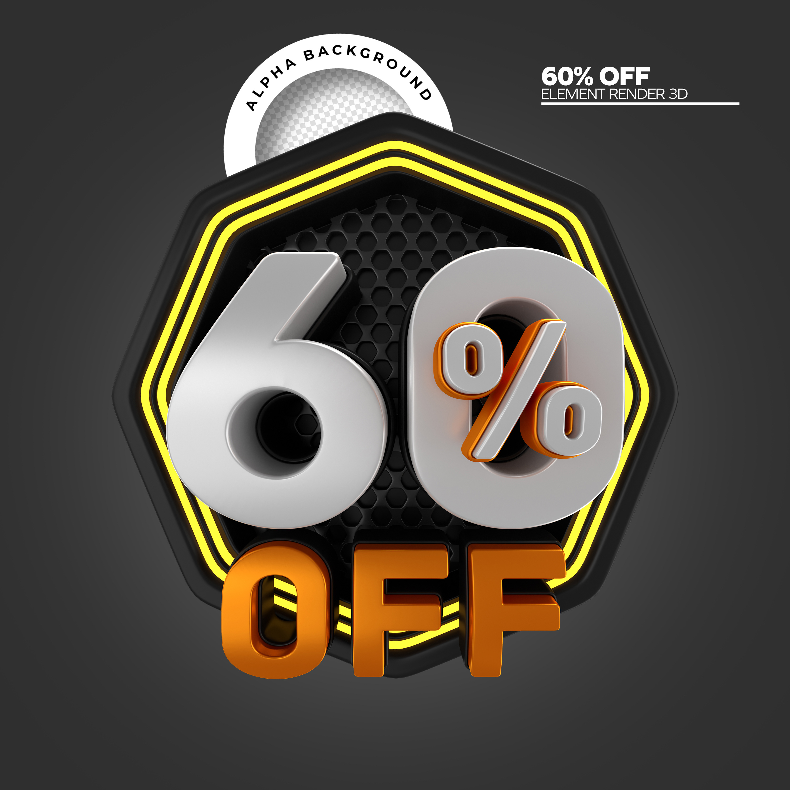 Elemento 3D Para Composição 60% Off PNG Transparente Sem Fundo