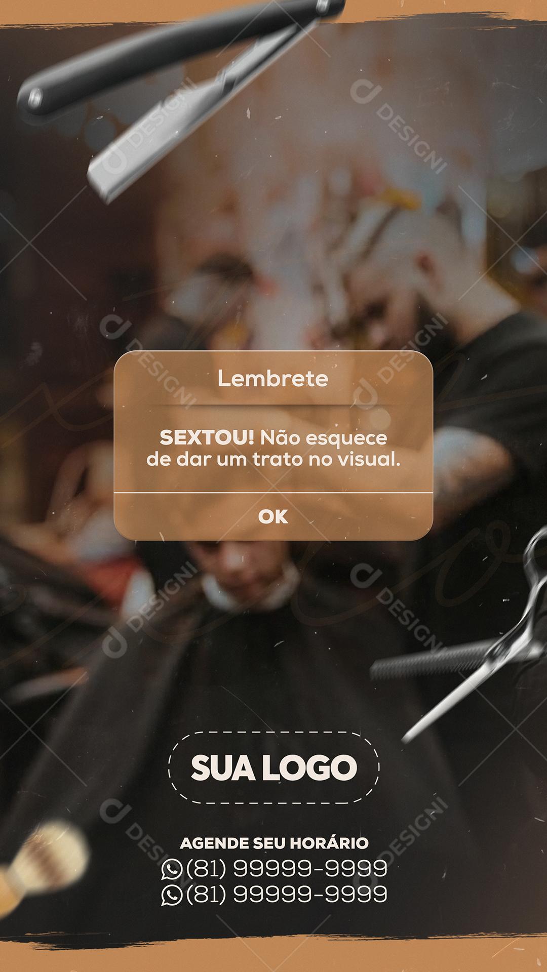 Post Story Barbearia Lembrete Sextou Não Esquece Social Media PSD