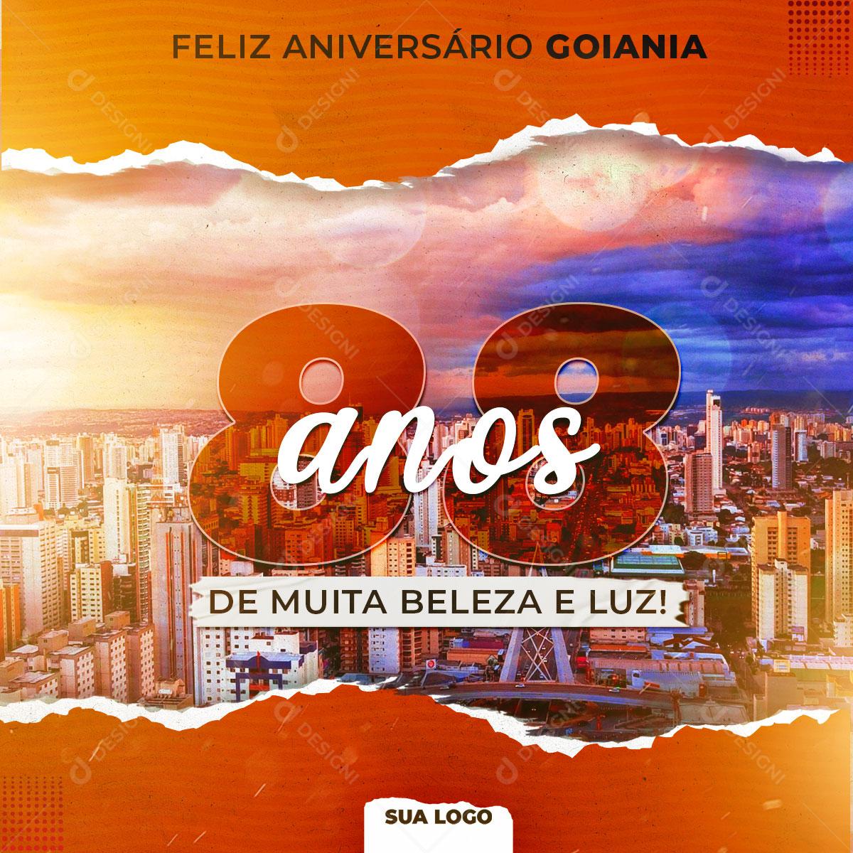 Post Feed Feliz Aniversário Goiania 88 Anos Social Media PSD Editável