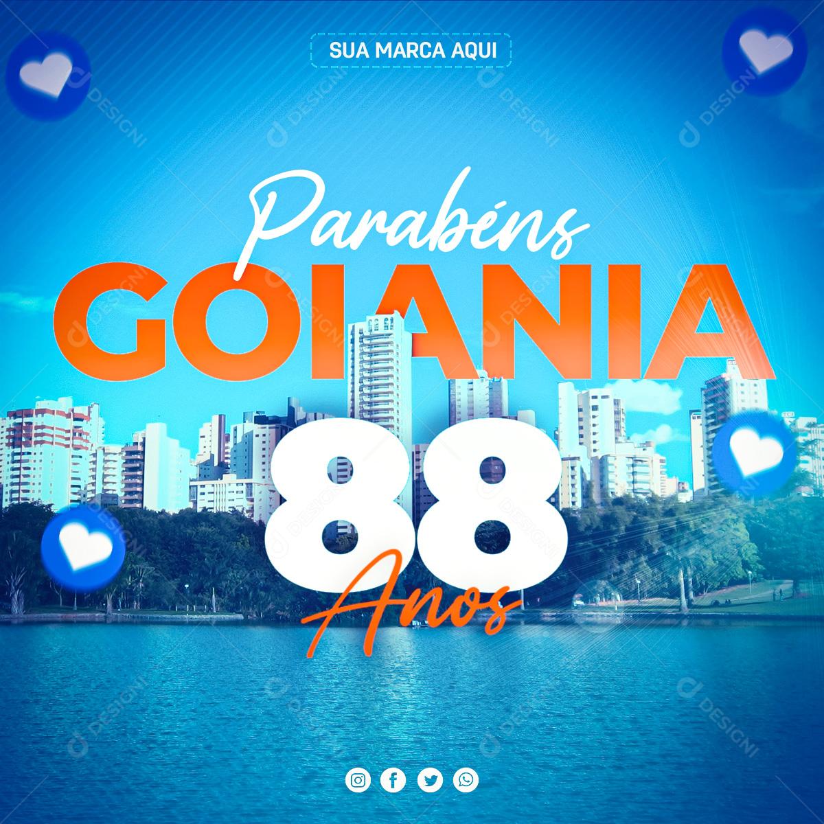 Post Feed Aniversário de Goiânia 88 Anos Social Media PSD Editável