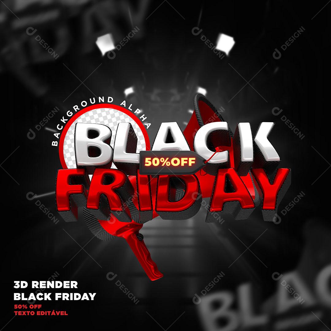 Black Friday Selo 3D Para Composição PSD Editável