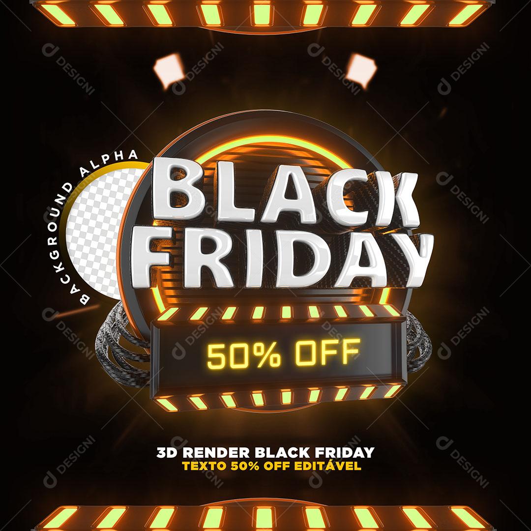 Black Friday Selo 3D Para Composição PSD Editável
