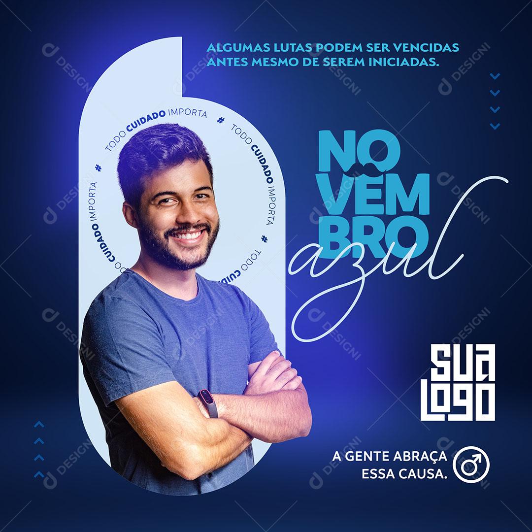 Post Feed Novembro Azul Mês da Prevenção Social Media PSD Editável