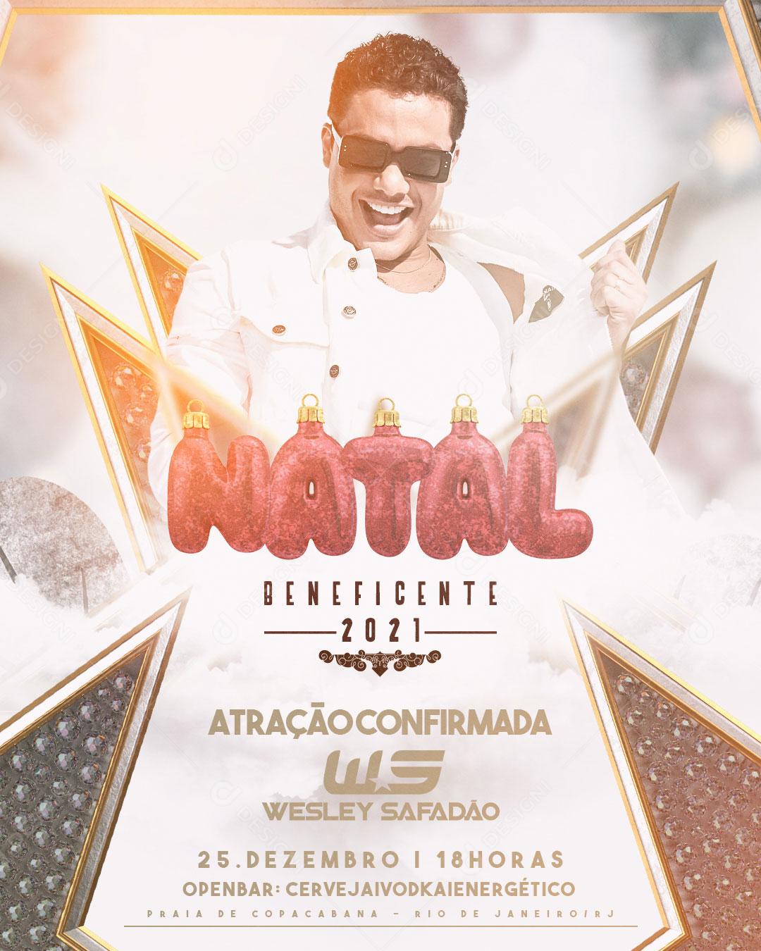 Flyer Show Evento Natal Beneficiente Cantor Wesley Safadão Social Media PSD