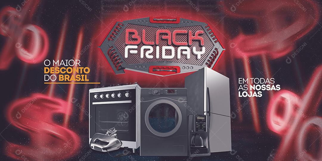 Banner Black Friday Eletrodomésticos Social Media PSD Editável