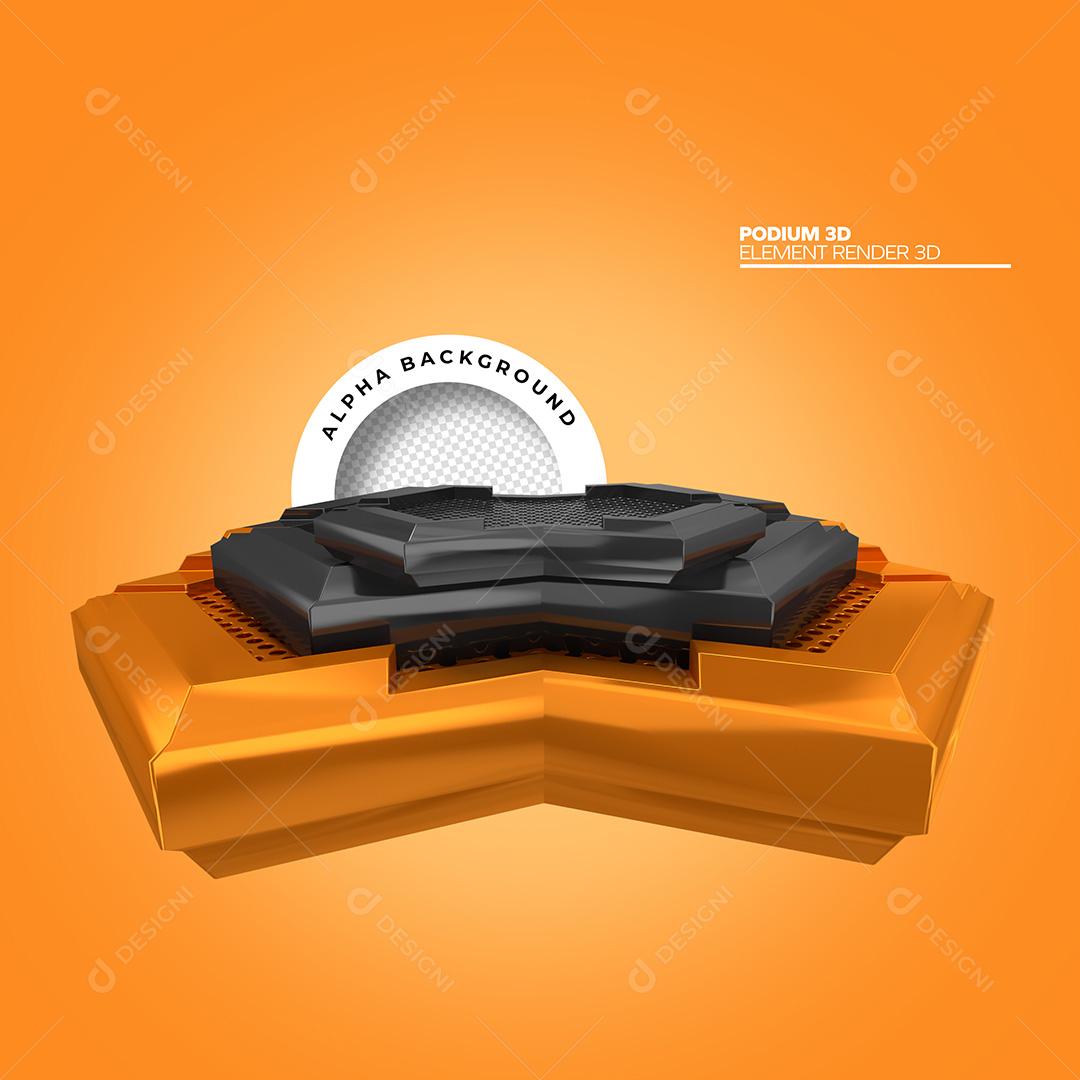 Elemento 3D para Composição Pódio Base PNG Transparente Sem Fundo