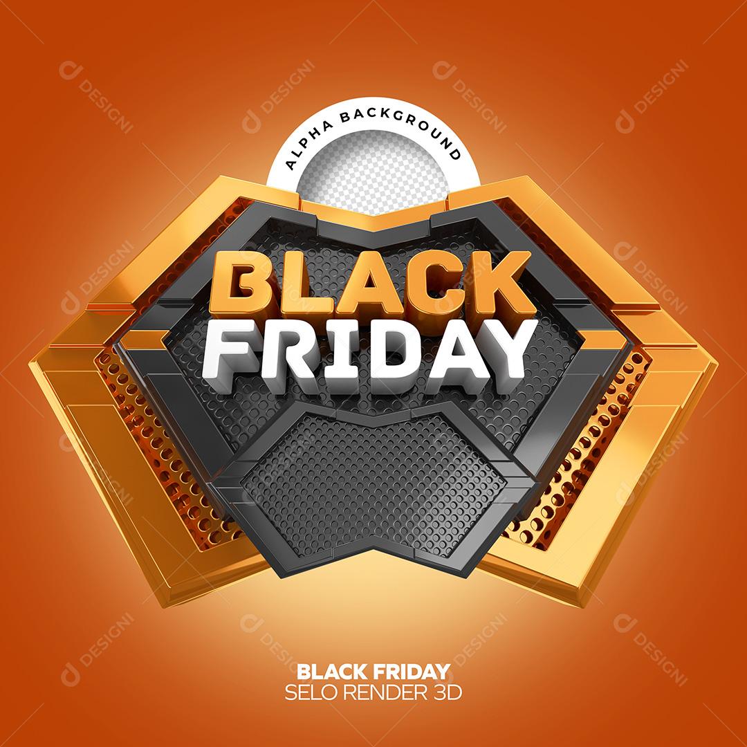 Selo 3D para Composição Black Friday PNG Transparente Sem Fundo