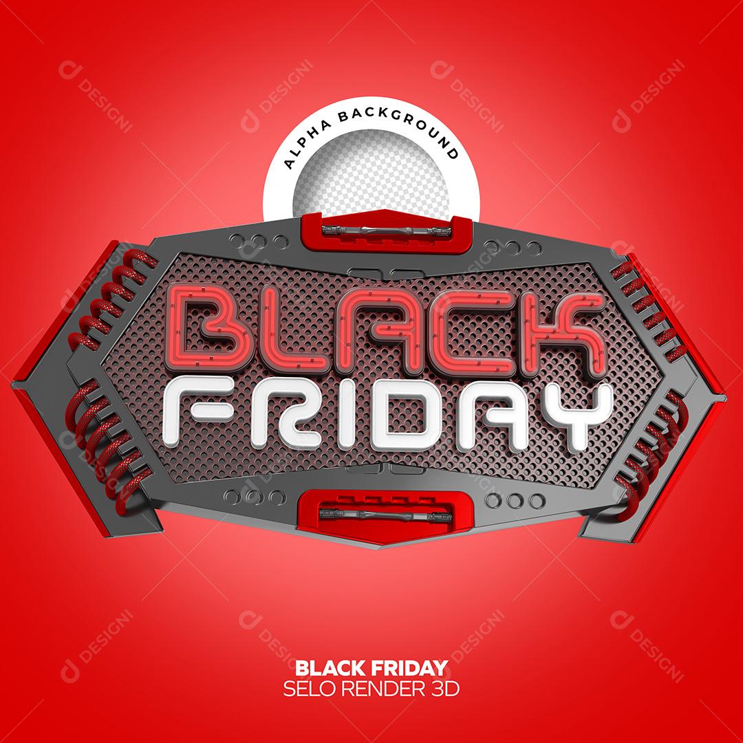 Selo 3D para Composição Black Friday PNG Transparente Sem Fundo