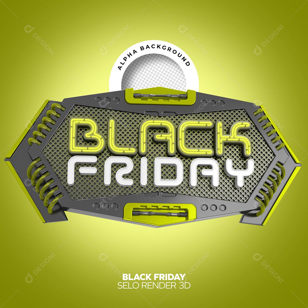 Selo 3D para Composição Black Friday PNG Transparente Sem Fundo