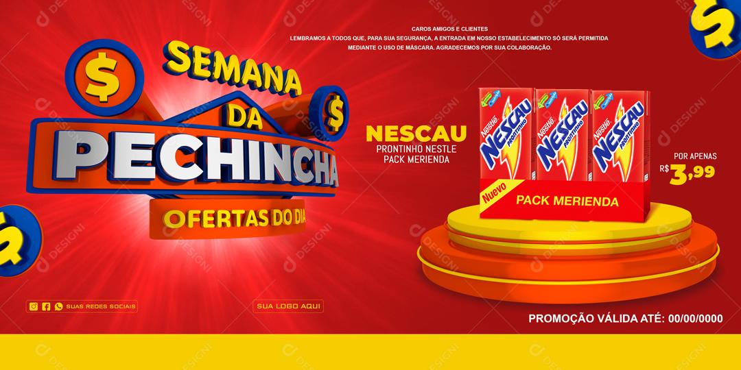 Banner Vermelha Semana Da Pechincha Ofertas Do Dia Nescau Social Media PSD Editável
