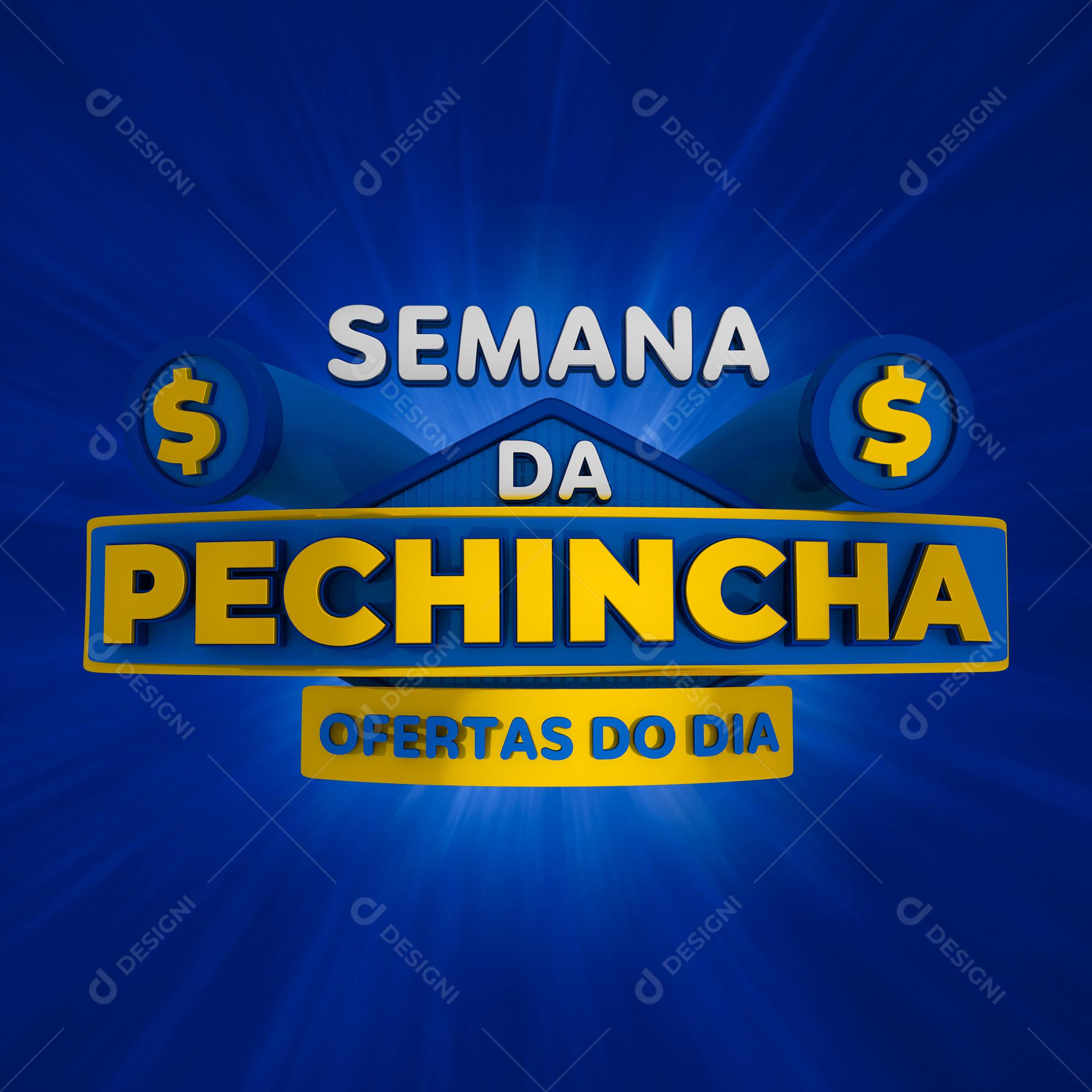 Selo 3D Semana Da Pechincha Ofertas Do Dia Azul PSD Editável