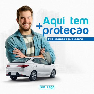 Aqui Tem Mais Proteção Carros Social Media PSD Editável