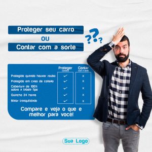 Proteger Seu Carro Ou Contar Com A Sorte Carros Social Media PSD Editável