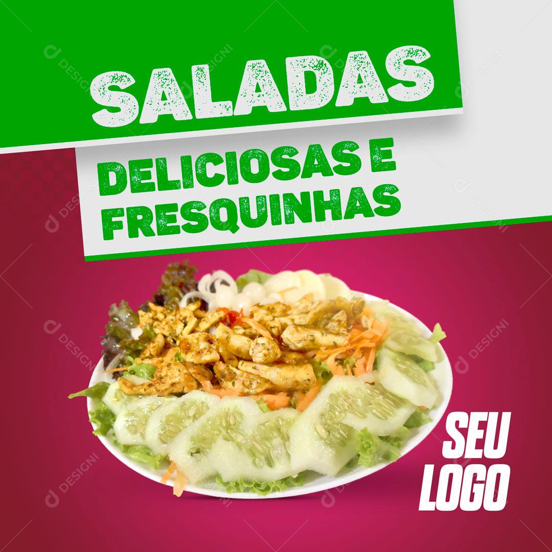 Post Feed Restaurante Saladas Deliciosas e Fresquinha Prato Social Media PSD