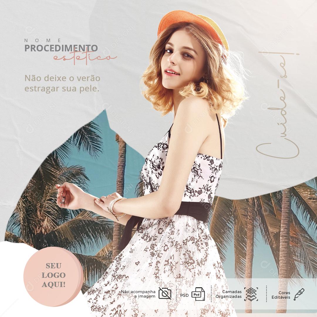 Procedimento Estético Não Deixe O Verão Estragar Sua Pele Social Media PSD Editável