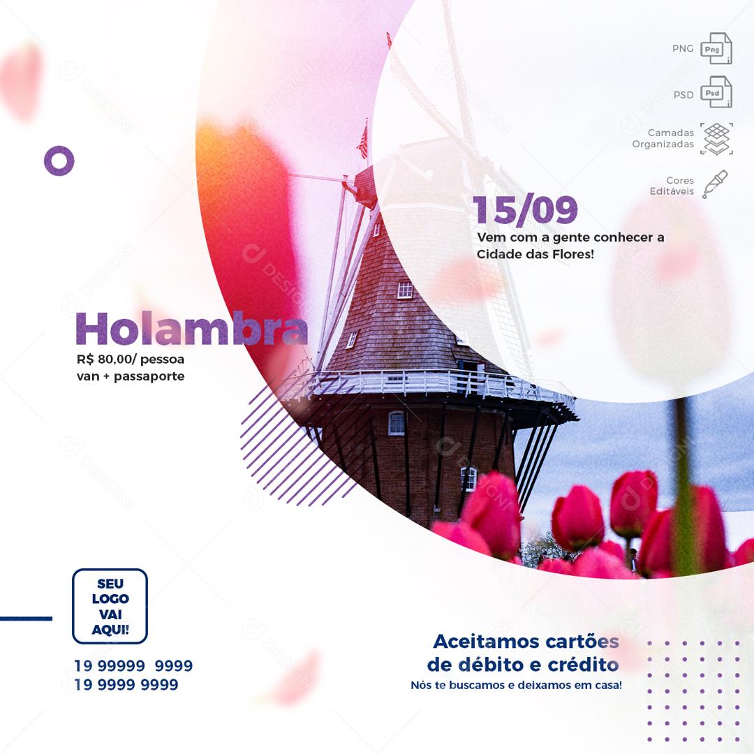 Viagem Há Holambra venha Conhecer a Cidade Da Flor Social Media PSD editável