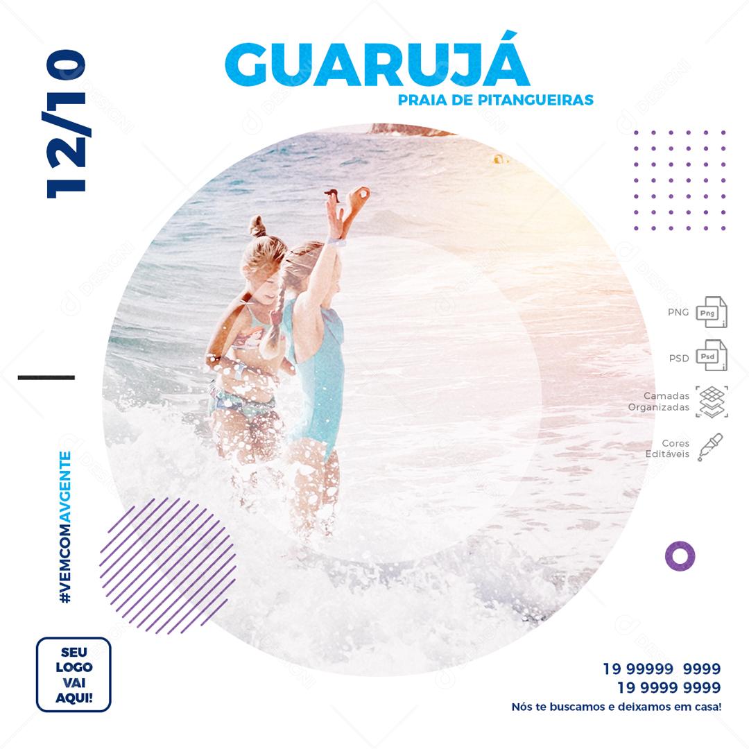 Viagem A Guarujá Praia De Pitangueiras Social Media PSD Editável