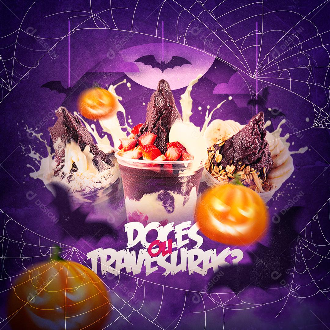 Halloween Açaí Social Media PSD Editável