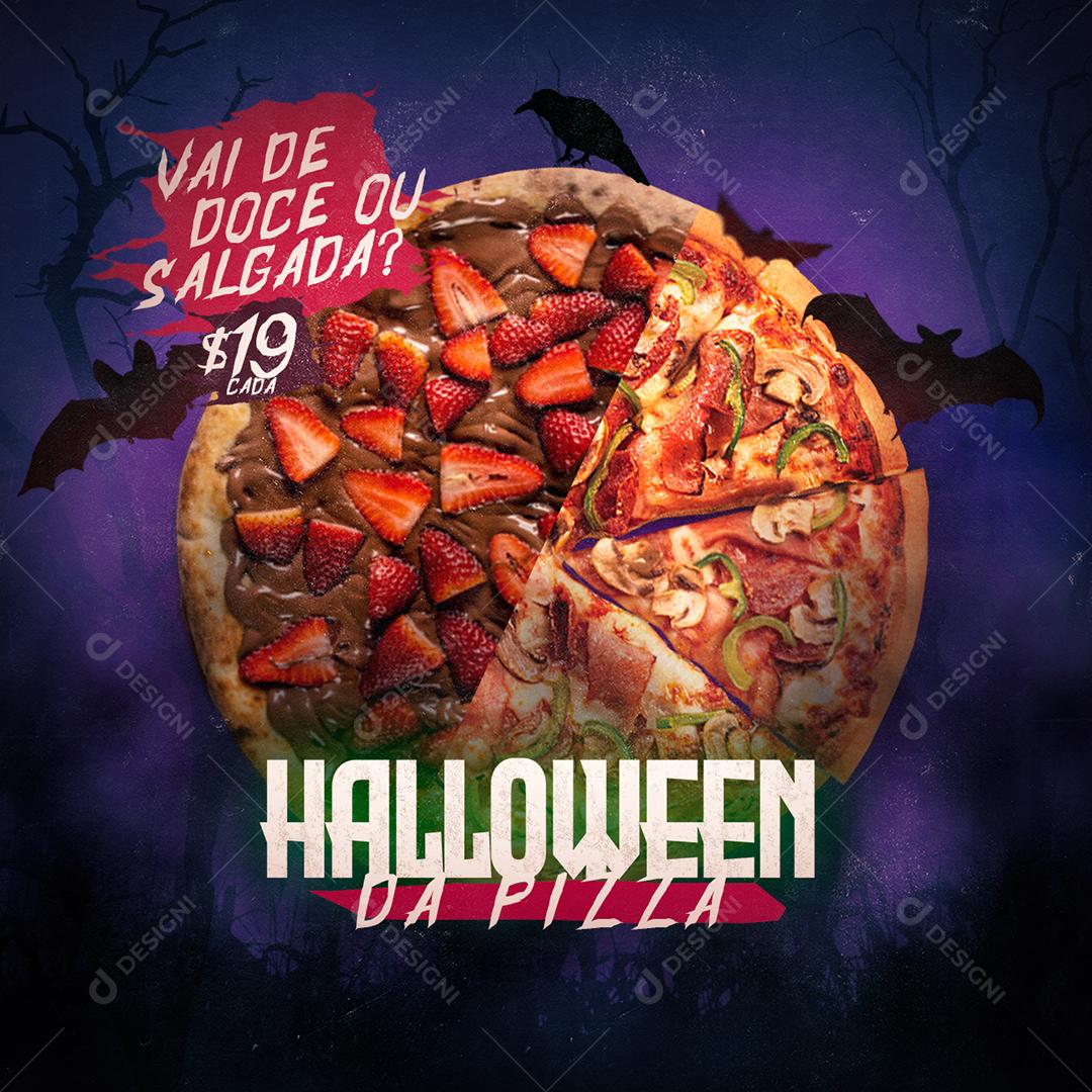 Halloween Pizza Doce e Salgado Social Media PSD Editável