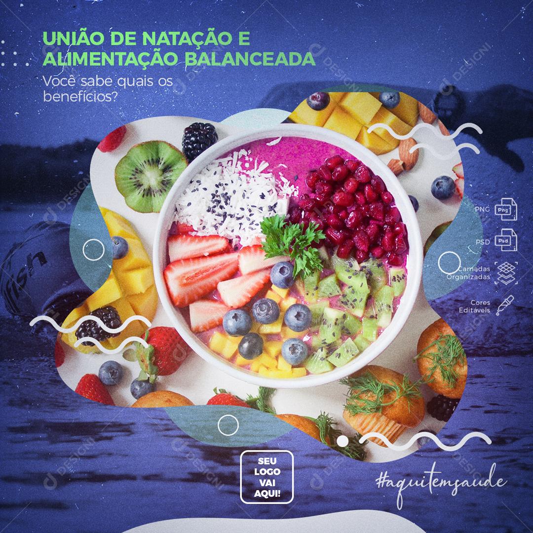 Na Natação Qual São Os Benefícios De Uma Boa Alimentação Social Media PSD Editável