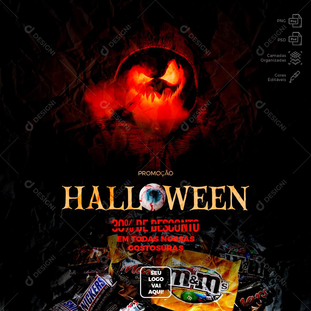 Promoção De Holloween 30% De Desconto Social Media PSD Editável