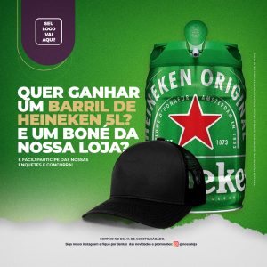Quer Ganhar Um Barril De 5 Litros De Heineken Social Media PSD Editável