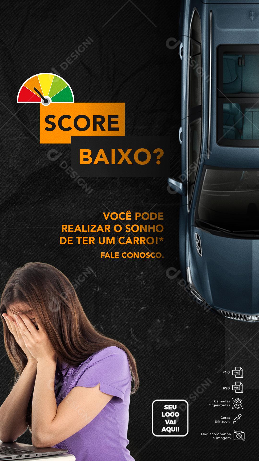 Score Baixo Você Pode Realizar O Sonho De Ter Um Carro Social Media PSD Editável