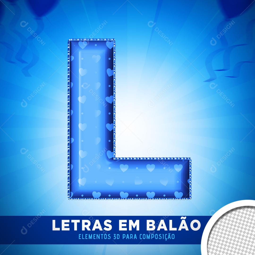 Elemento 3D Para Composição Balão Letra L Azul