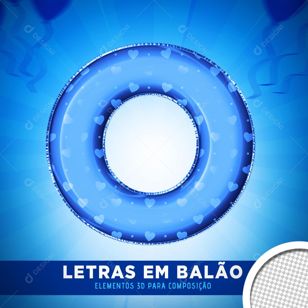 Elemento 3D Para Composição Balão Letra O Azul