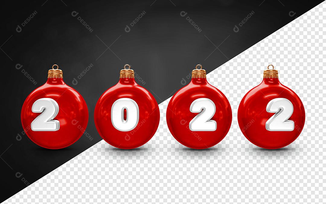 Elemento 3D Para Composição Enfeite Ano Novo 2022 PSD