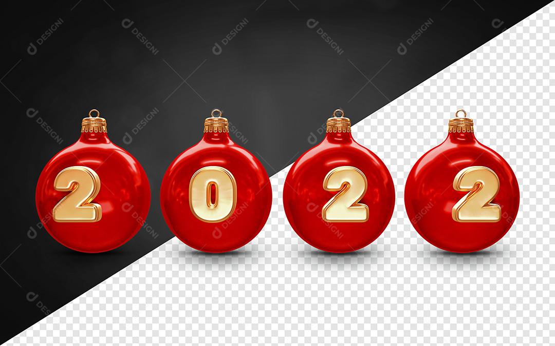 Elemento 3D Para Composição Enfeite Ano Novo 2022 PSD