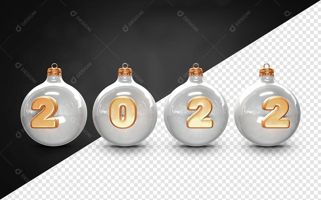 Elemento 3D Para Composição Enfeite Ano Novo 2022 PSD